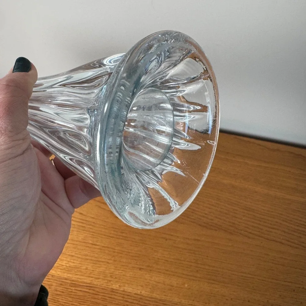 Hoosier Tall‎ Clear Ribbed Glass Vase Trumpet Flower Bud Vase Home Decor Accent